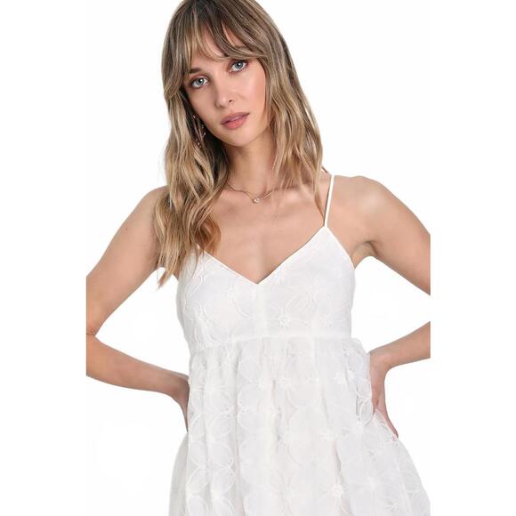 Lulus Radiate Elegance Ivory Floral Tulle Midi Dress - L NWT - Picture 9 of 9